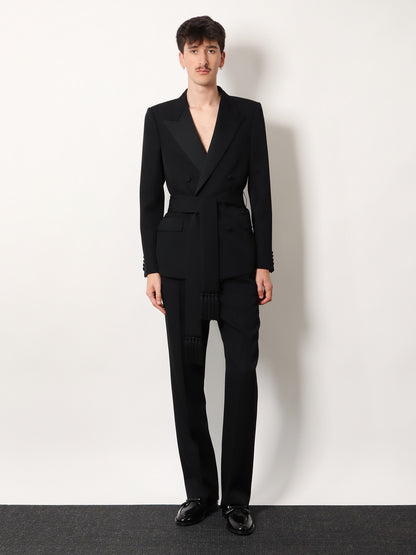 Virgin wool blazer with belt thumbnail