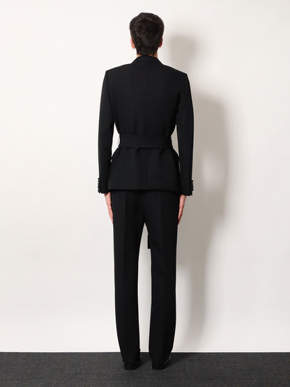 Virgin wool blazer with belt thumbnail