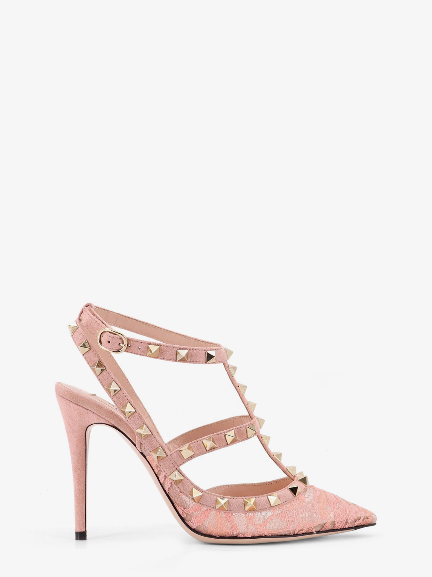 Rockstud suede and lace pumps
