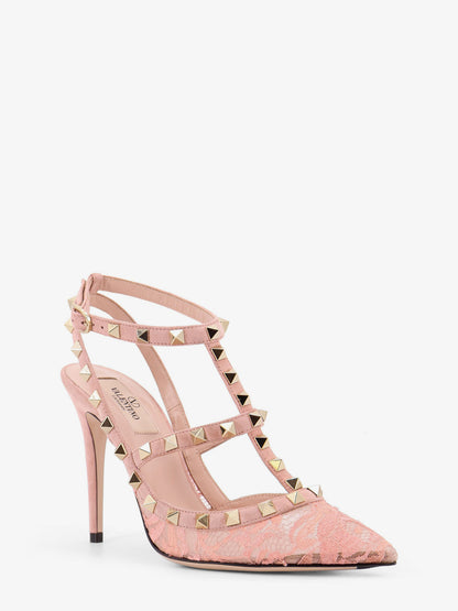 Rockstud suede and lace pumps thumbnail