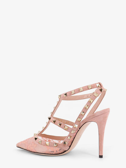 Rockstud suede and lace pumps thumbnail
