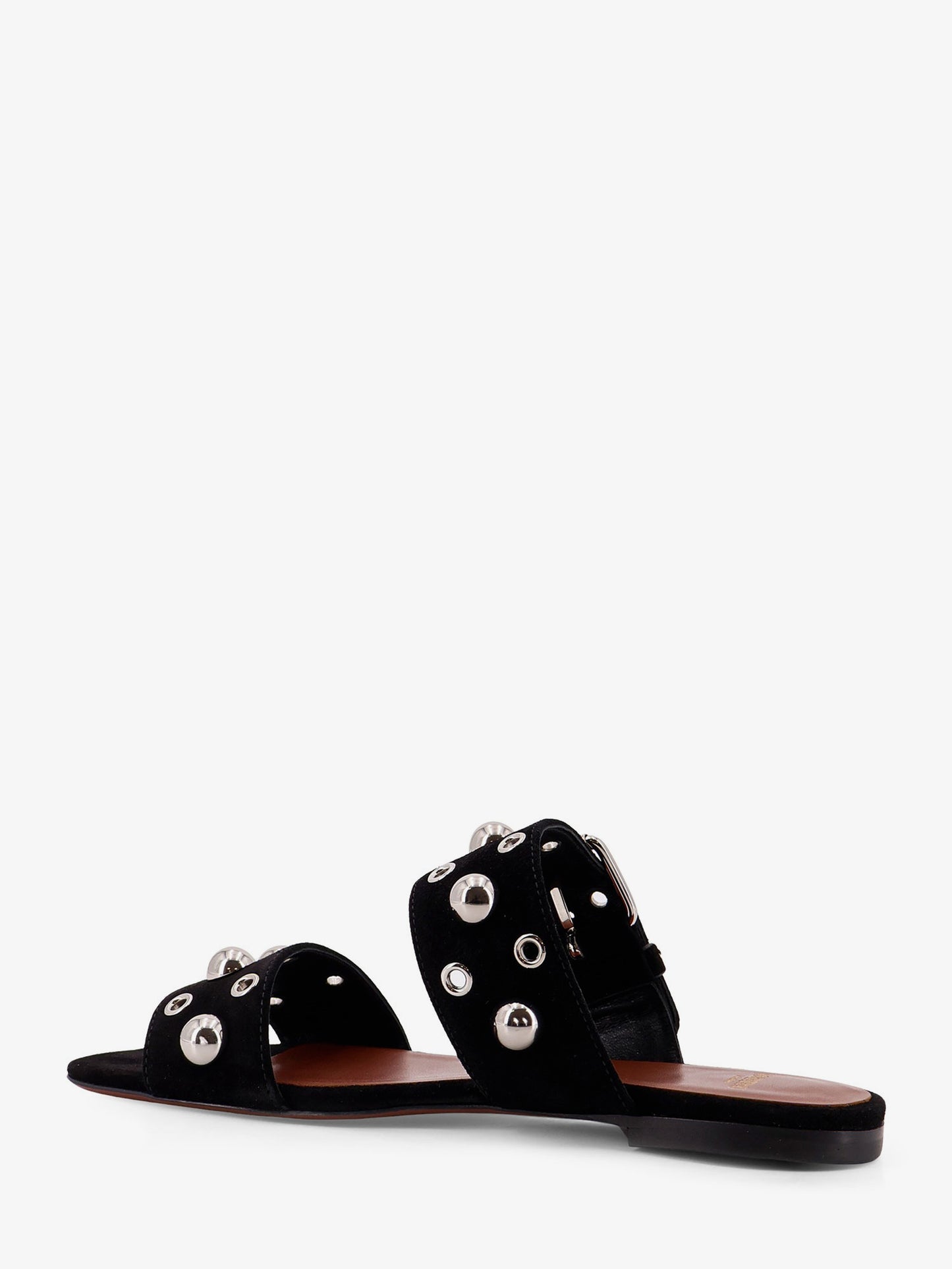 Suede sandals with side metal VLogo