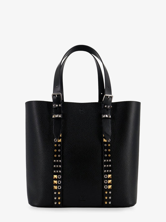 Leather shoulder bag with iconic studs