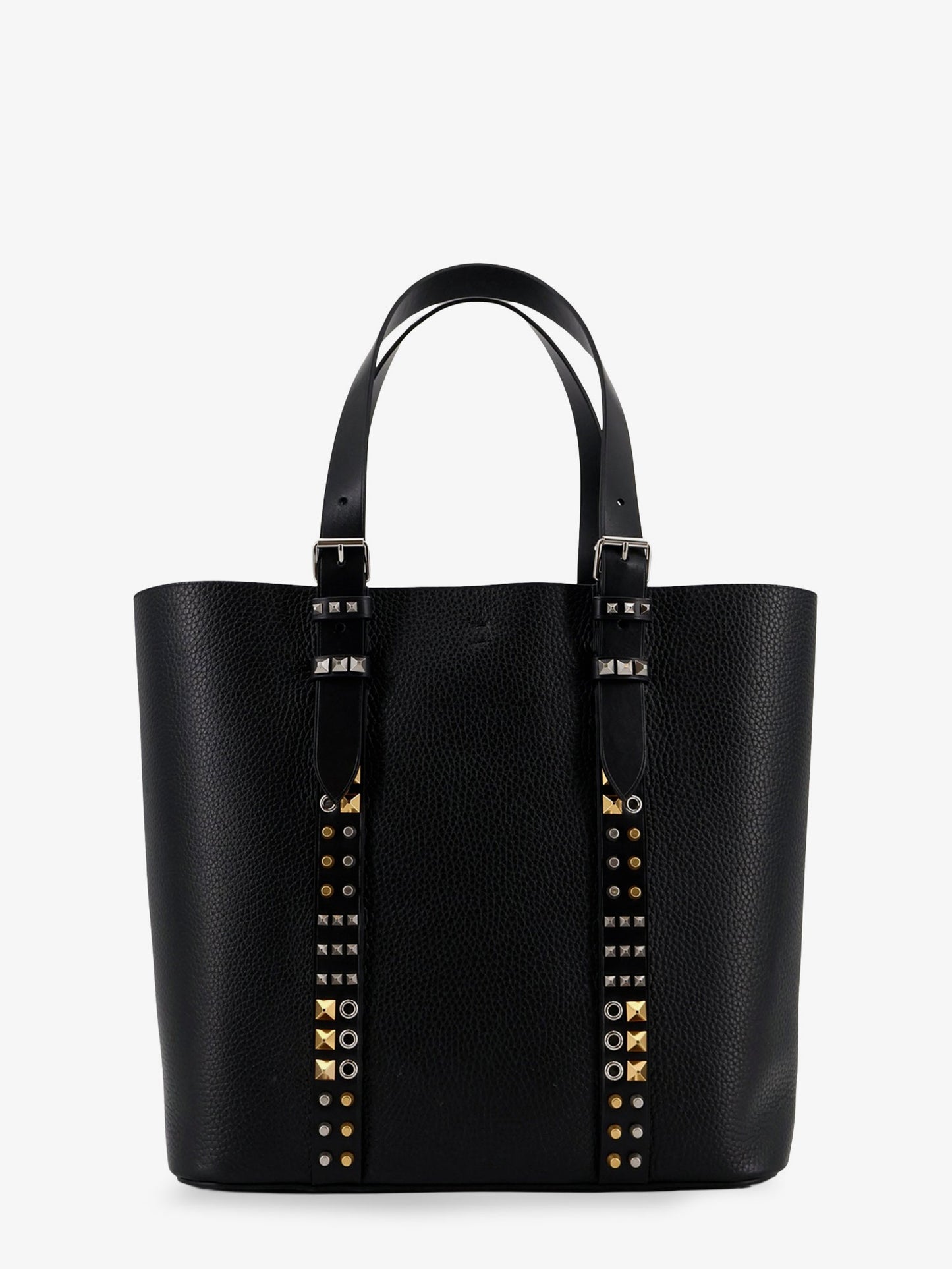 Leather shoulder bag with iconic studs