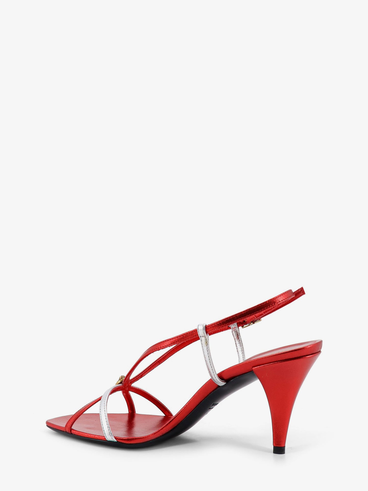 Metallic leather sandals with Medusa logo on the front