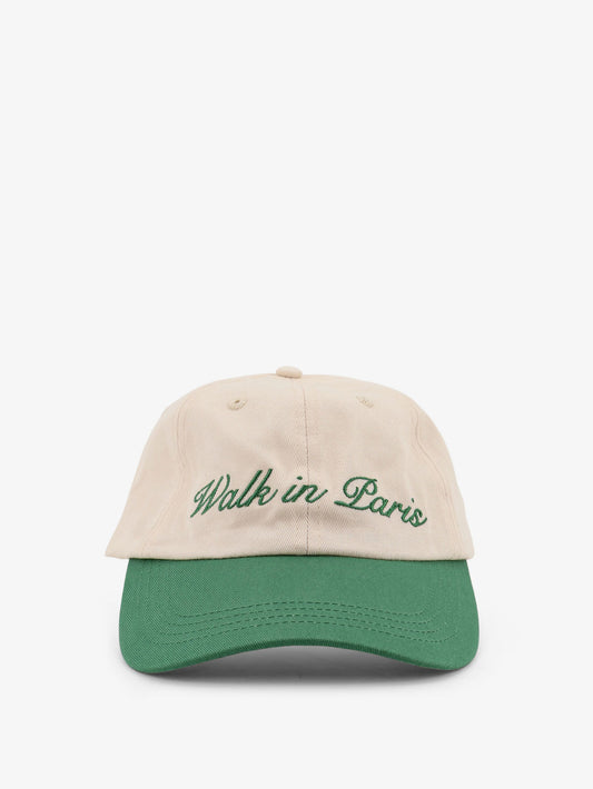 Denim hat with embroidery on the front