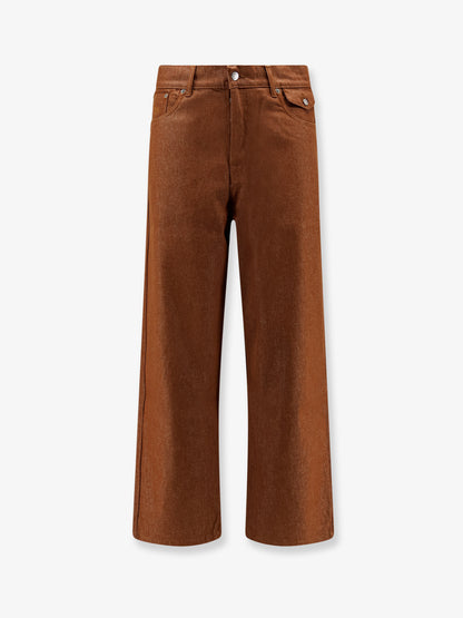 Baggy brown denim trousers thumbnail