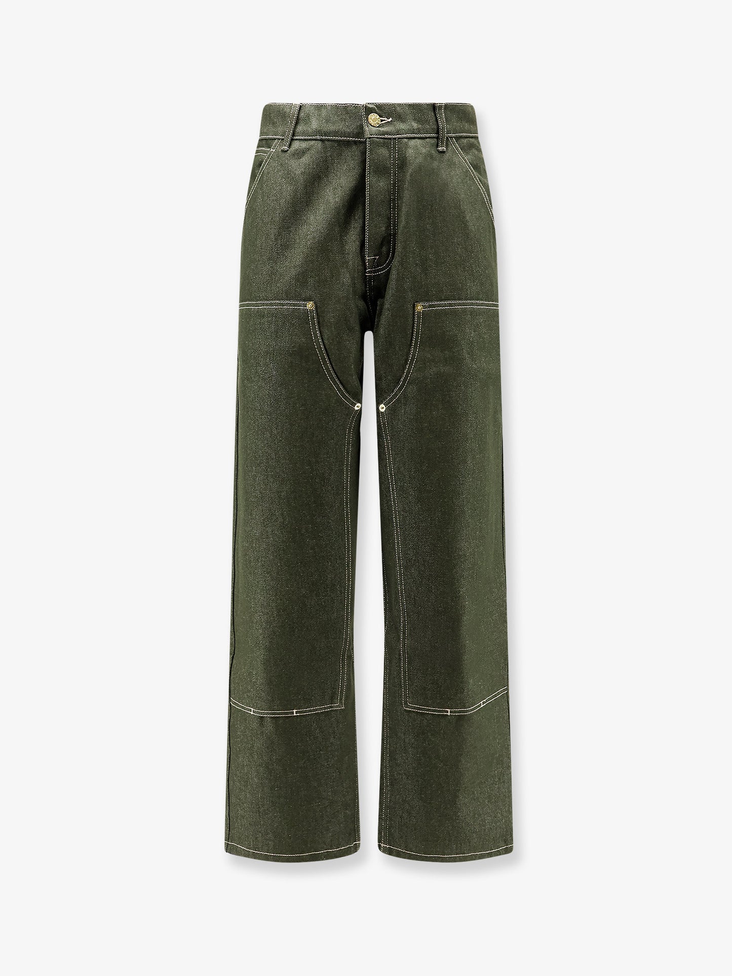 Double Knee green denim trousers