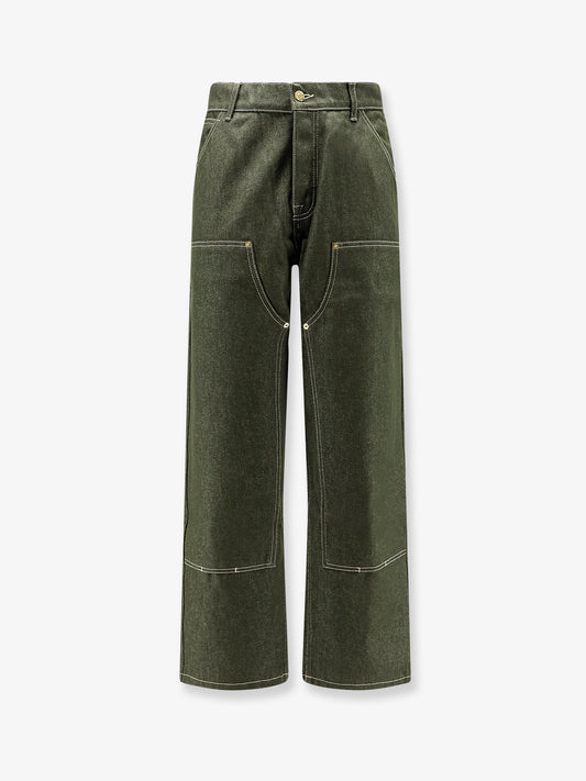 Double Knee green denim trousers