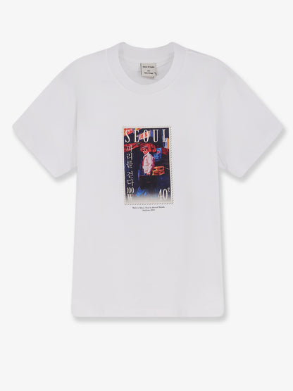 T-shirt in cotone con stampa Walk in Seoul frontale thumbnail
