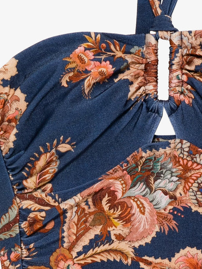 Aster nylon one piece swimsuit with paisley print thumbnail