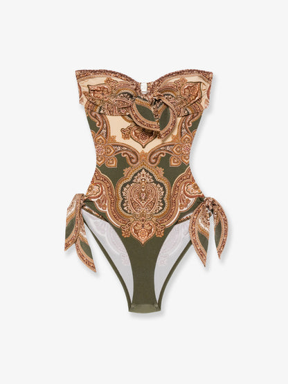 Mahon nylon one-piece swimsuit with paisley print thumbnail