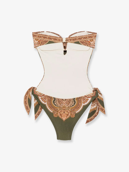 Mahon nylon one-piece swimsuit with paisley print thumbnail