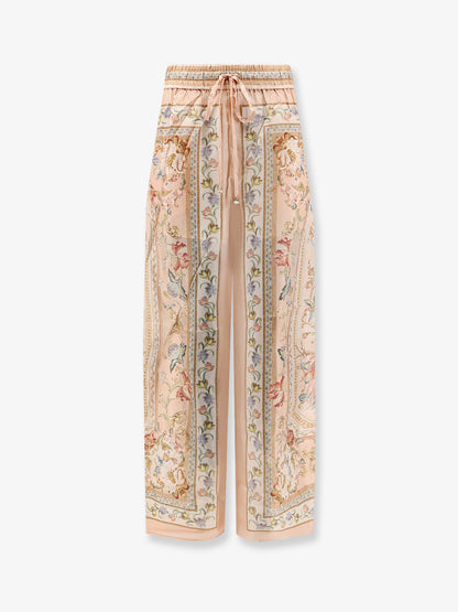 Roselight Silk Trousers with Pink Tapestry Floral Print thumbnail