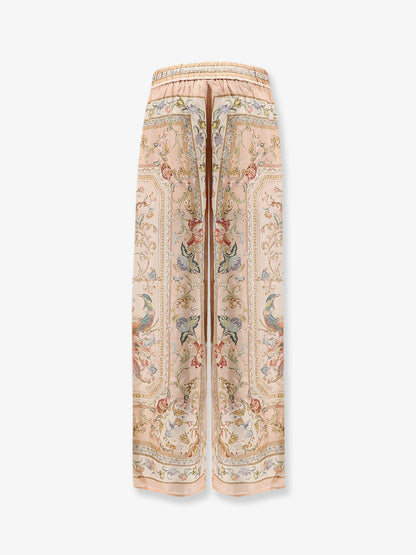 Roselight Silk Trousers with Pink Tapestry Floral Print thumbnail