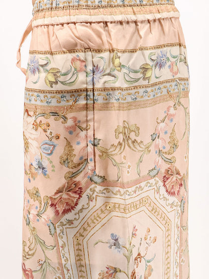 Roselight Silk Trousers with Pink Tapestry Floral Print thumbnail