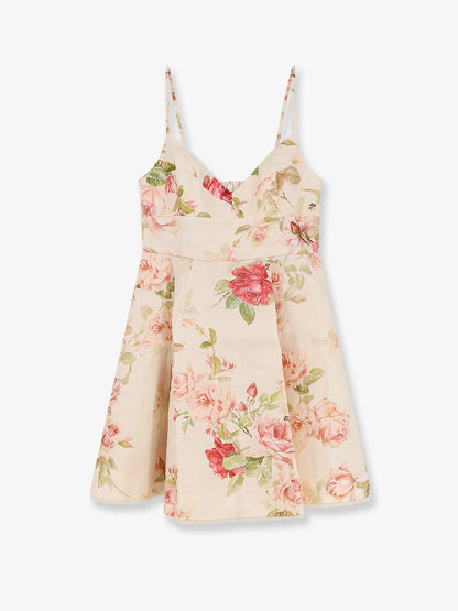 Roselight short linen dress with floral print thumbnail