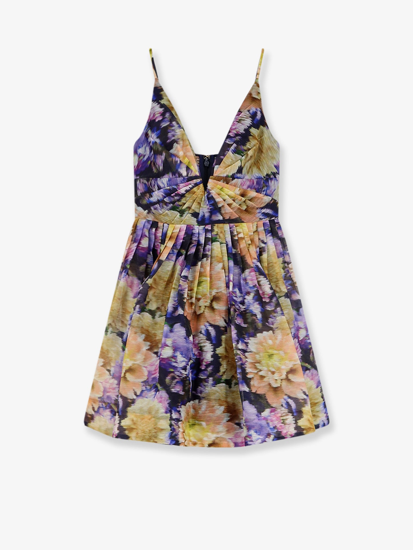 Luna silk and linen blend dress with all-over floral print