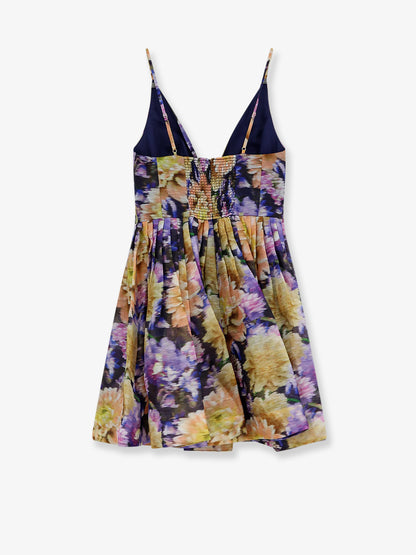 Luna silk and linen blend dress with all-over floral print thumbnail