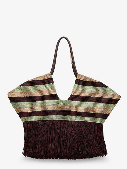 Golden Time rafia shoulder bag with fringe thumbnail