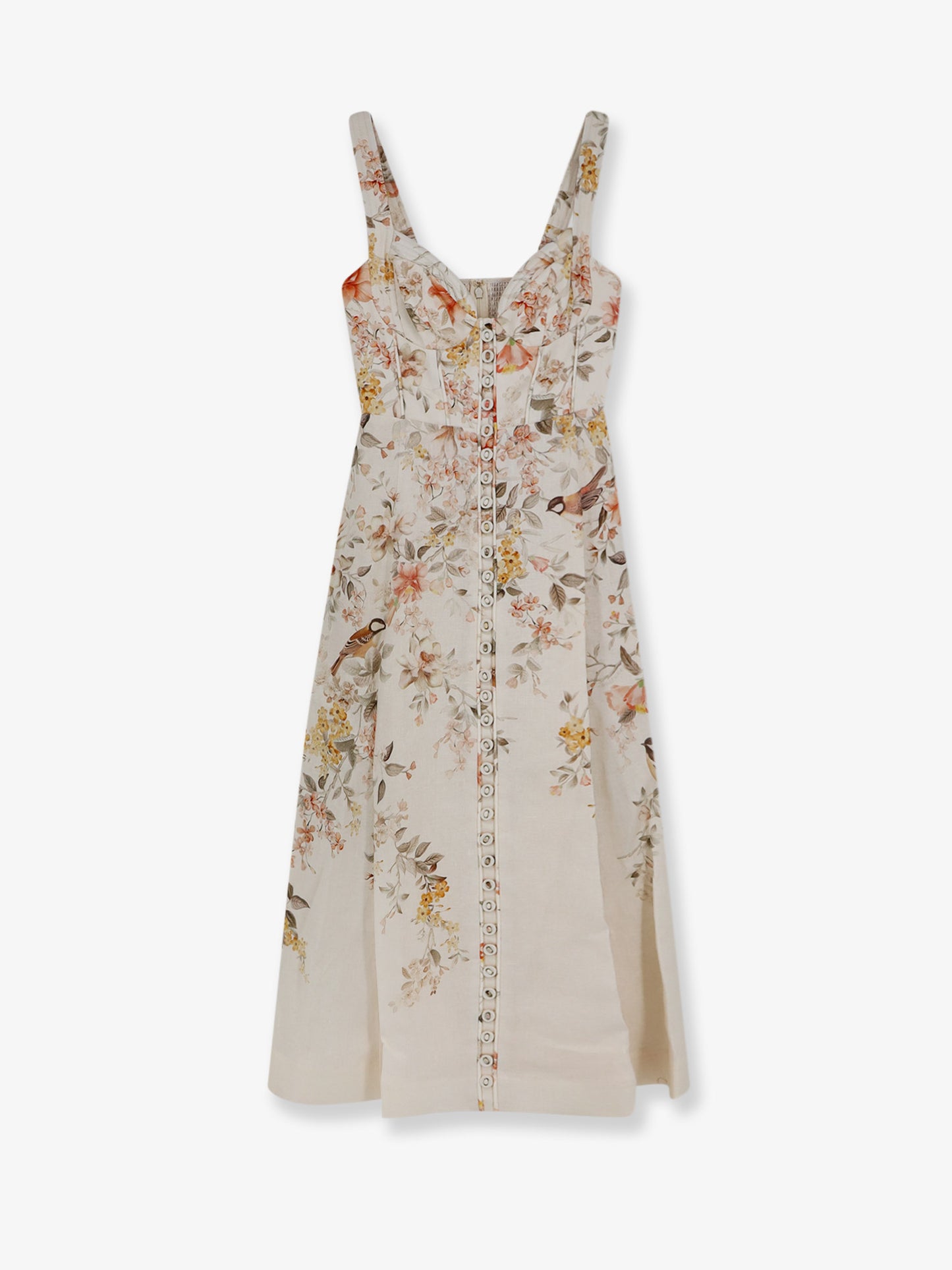 Luna linen midi dress with all-over floral print