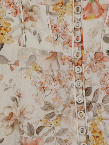 Luna linen midi dress with all-over floral print thumbnail