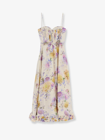 Luna silk and linen blend midi dress thumbnail