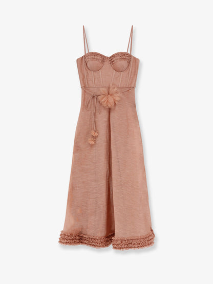 Luna silk and linen blend midi dress thumbnail