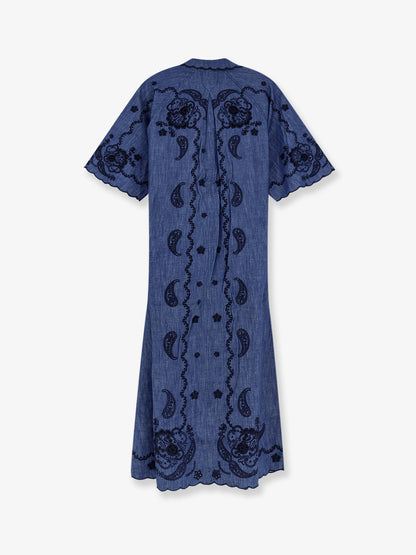 Aster long denim dress with contrasting embroidery thumbnail