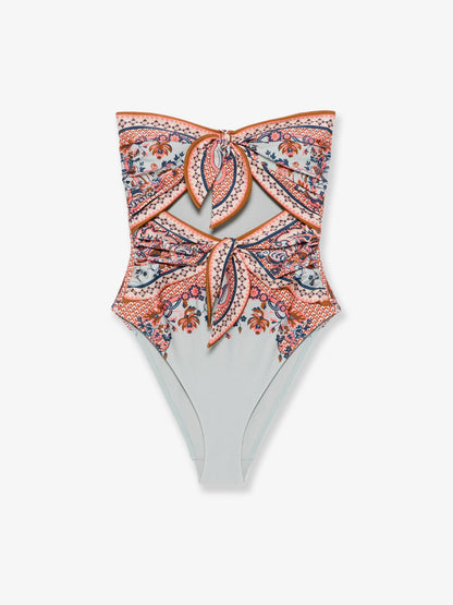 Aster one-piece shiny nylon swimsuit with paisley print thumbnail