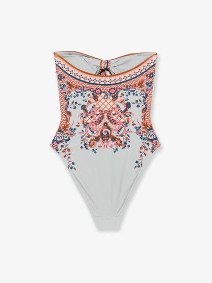 Aster one-piece shiny nylon swimsuit with paisley print thumbnail