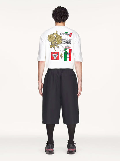 Oversized cotton Bermuda shorts with logo embroidery thumbnail
