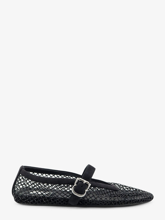 Flat mesh ballet flats with rhinestone detail