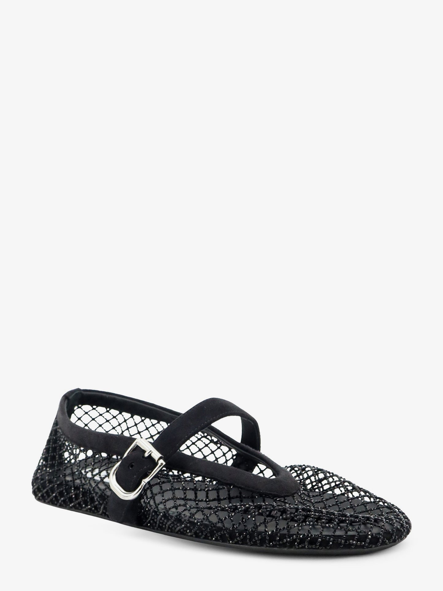 Flat mesh ballet flats with rhinestone detail