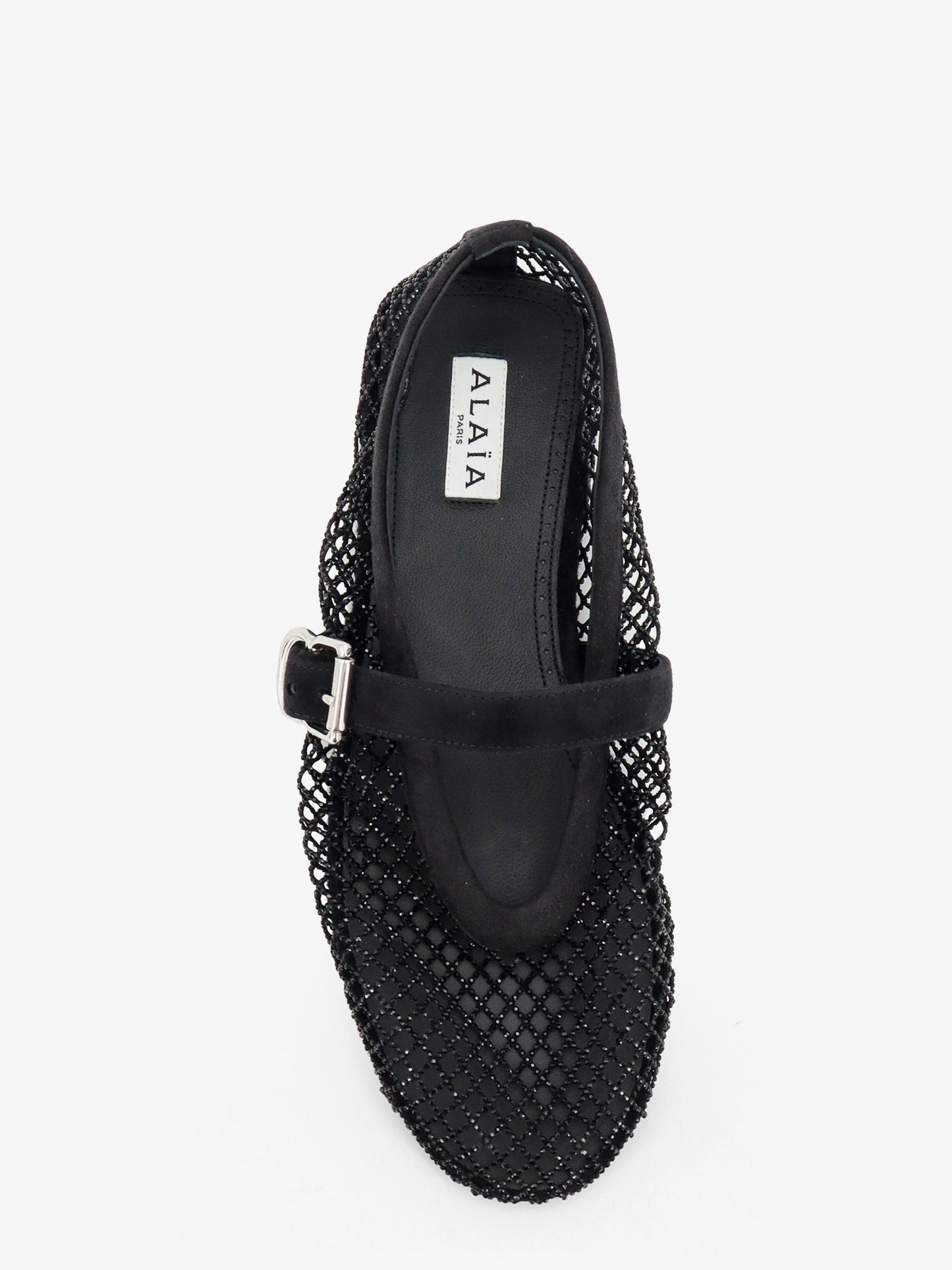 Flat mesh ballet flats with rhinestone detail