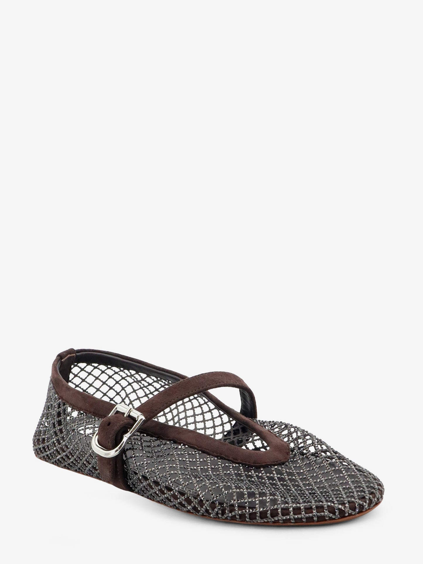 Flat mesh ballet flats with rhinestone detail