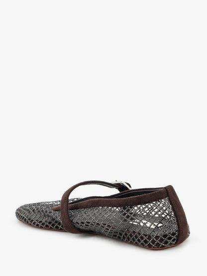 Flat mesh ballet flats with rhinestone detail thumbnail