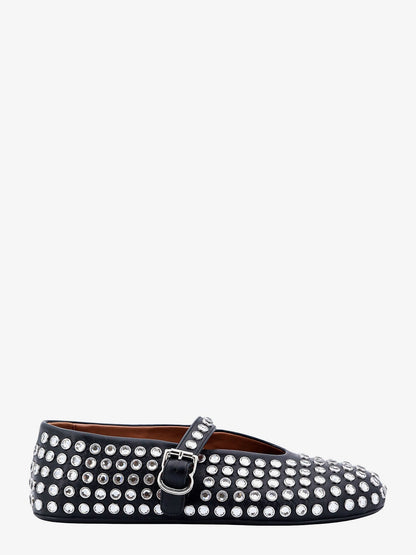 Leather ballet flats with rhinestones thumbnail