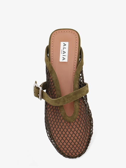 Fishnet mesh and leather sandals thumbnail