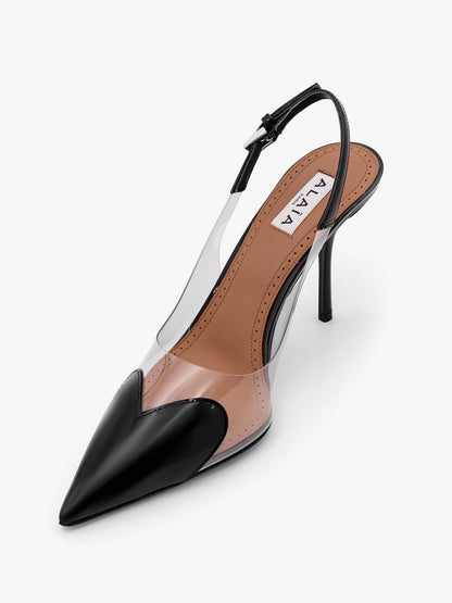 Le Coeur Slingback PVC and leather pumps thumbnail