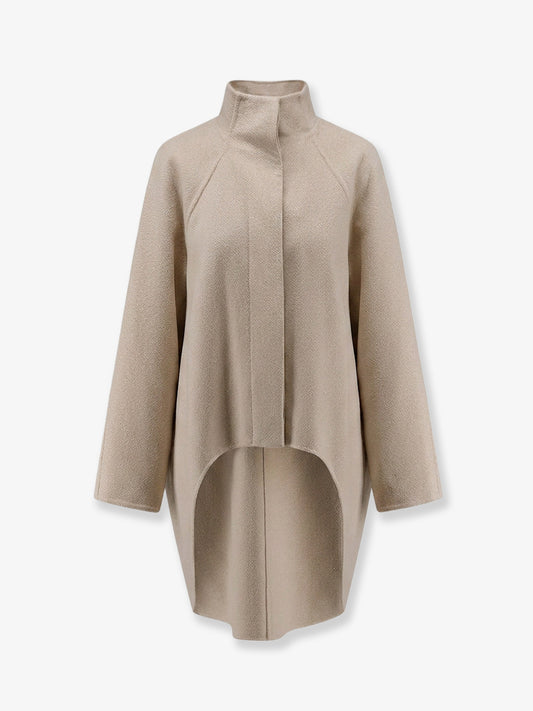 Asymmetrical cashmere coat