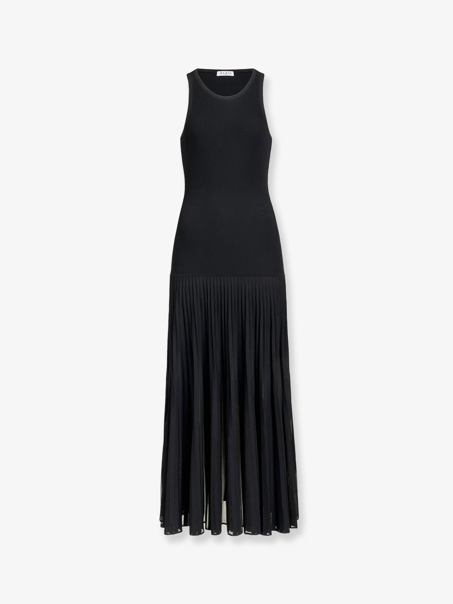 Long pleated viscose blend dress