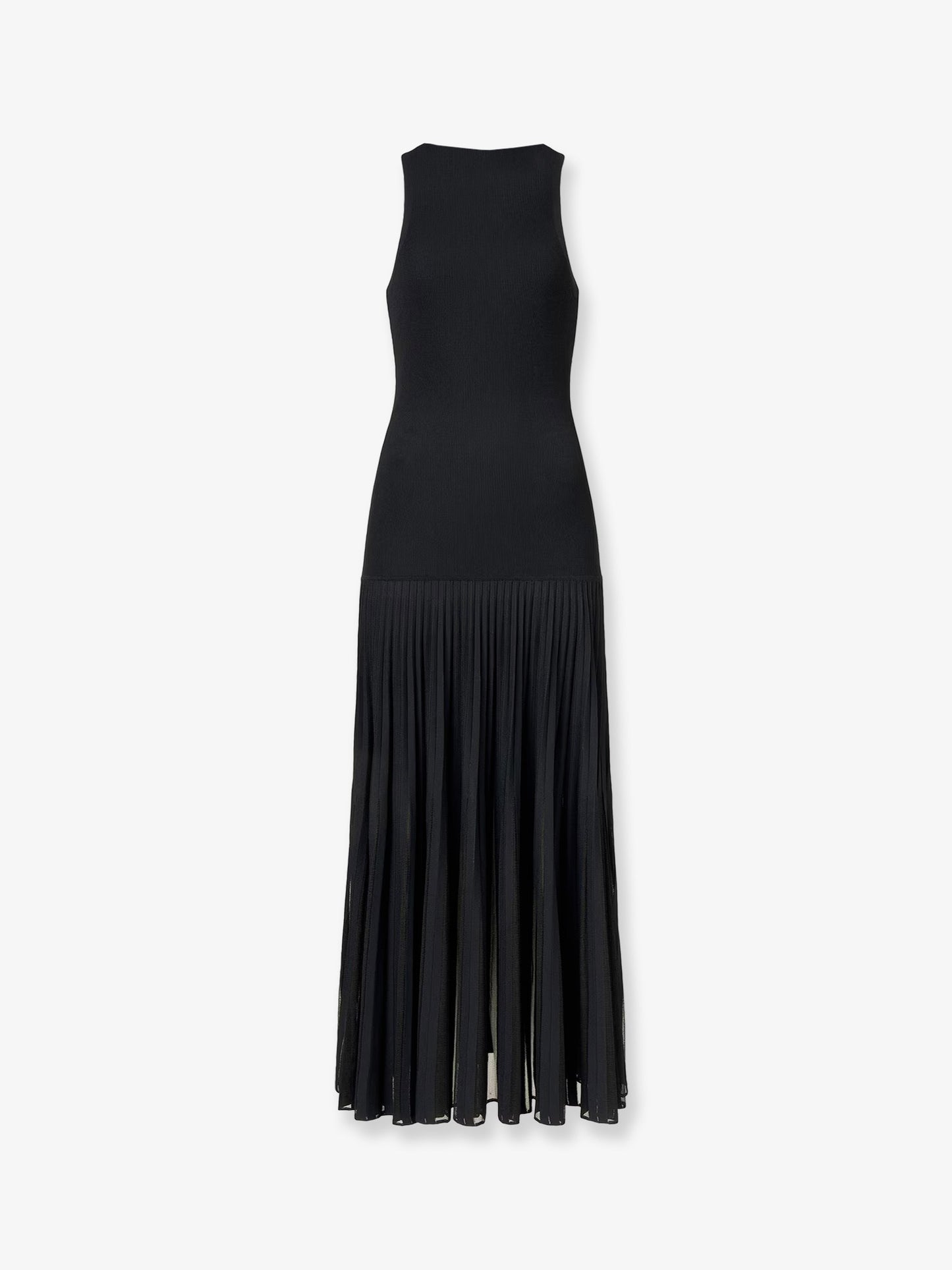 Long pleated viscose blend dress
