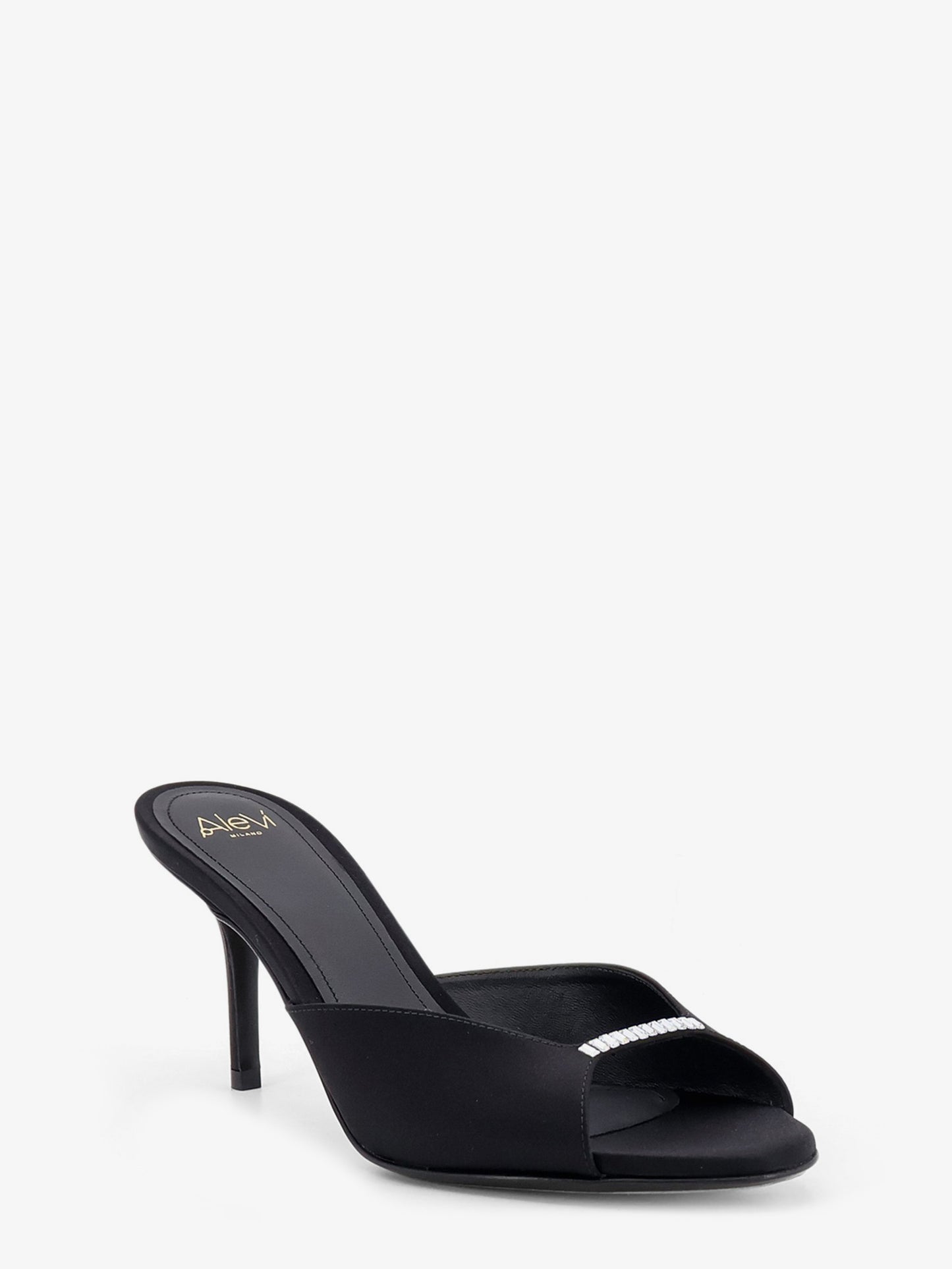 Luana satin sandals with rhinestone detail on the front