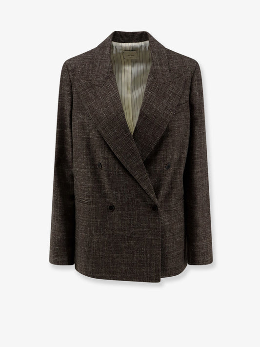 Blazer doppiopetto in misto lana e lino