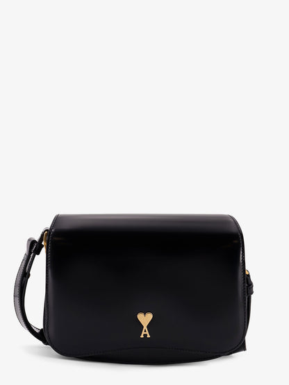 Leather shoulder bag with metal logo on the front thumbnail