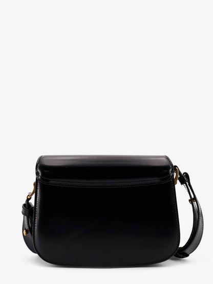 Leather shoulder bag with metal logo on the front thumbnail