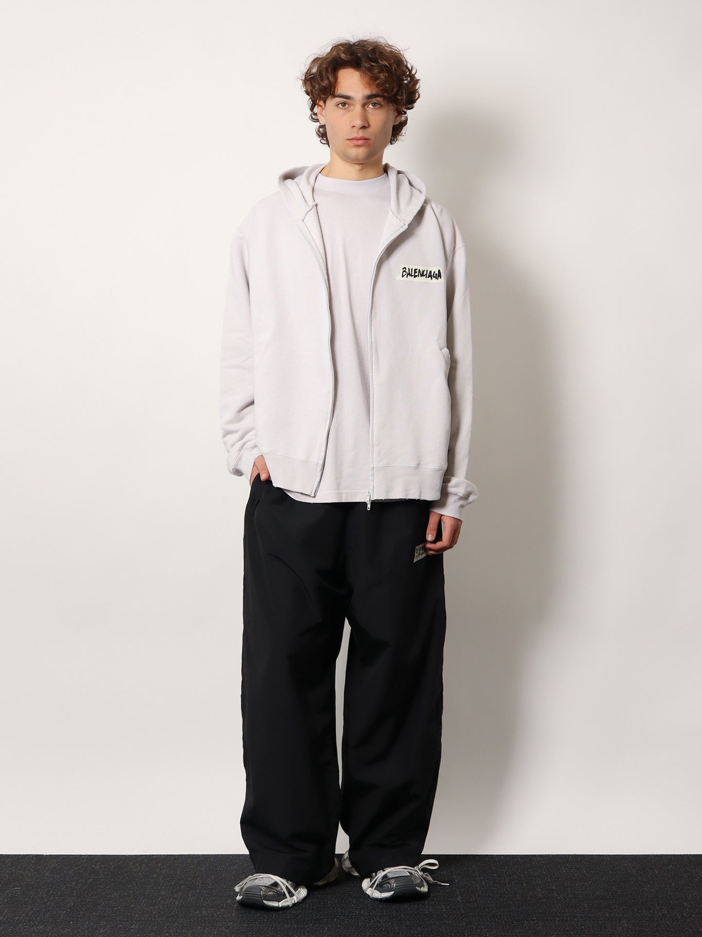 Felpa Over Zip-Up Hoodie in cotone