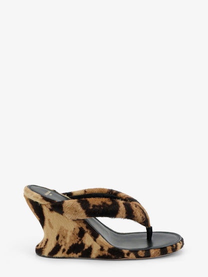 Gaeta flip-flops with ponyskin wedge thumbnail