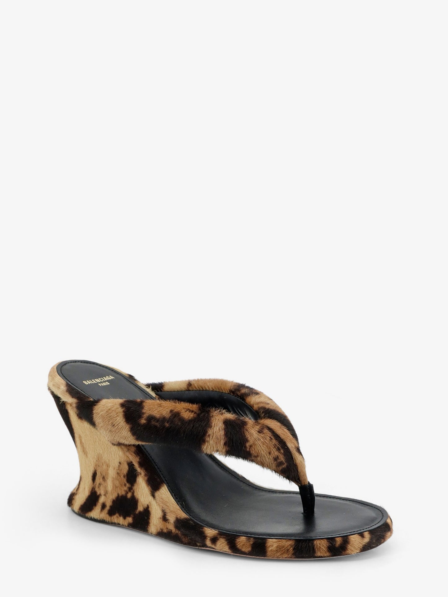 Gaeta flip-flops with ponyskin wedge